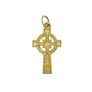 New 9ct Yellow Gold Celtic Cross Pendant with the weight 2.50 grams. The pendant is 3.2cm long including the bail by 1.6cm