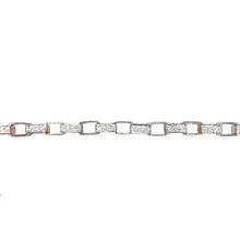 Load image into Gallery viewer, New 925 Silver &amp; Cubic Zirconia Set 8.75&quot; Patterned Belcher Bracelet
