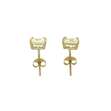 Load image into Gallery viewer, 9ct Gold &amp; 5mm Cubic Zirconia Square Stud Earrings
