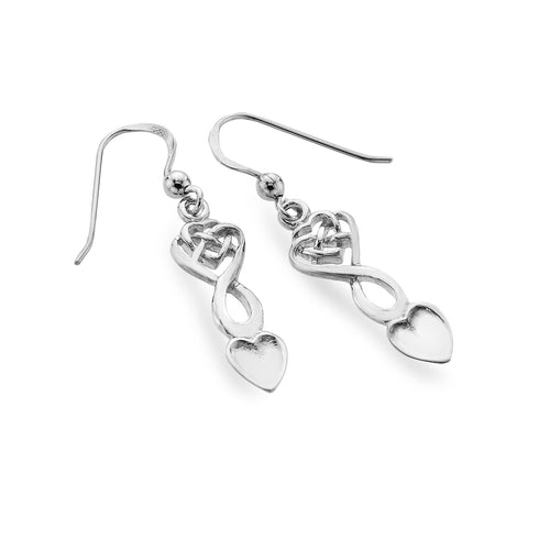 925 Silver Heart Lovespoon Drop Earrings