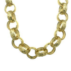 SALE New 9ct Gold 25" Engraved Belcher Chain 68 grams