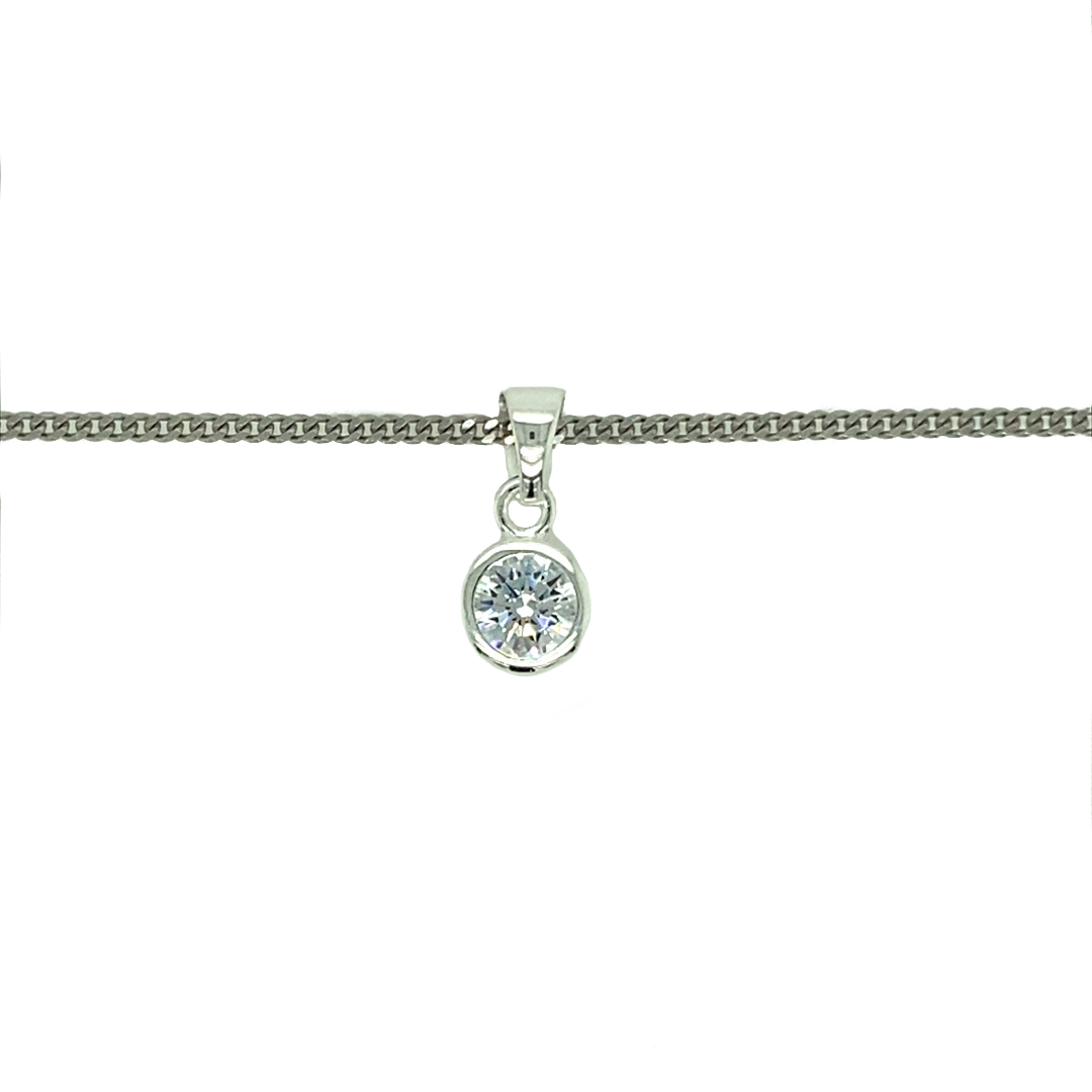 New 925 Silver March Birthstone Pendant 18"/20" Necklace