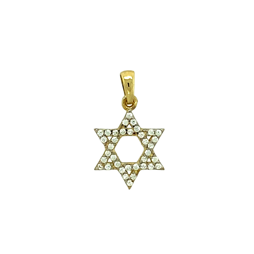 New 9ct Gold & Cubic Zirconia Set Star of David Pendant