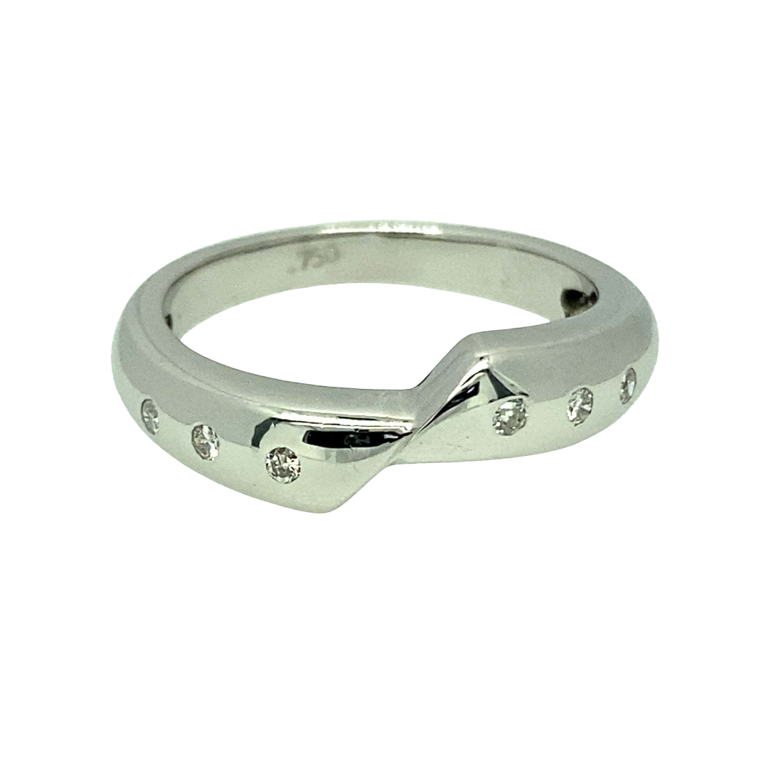 18ct White Gold & Diamond Set Off Set Band Ring