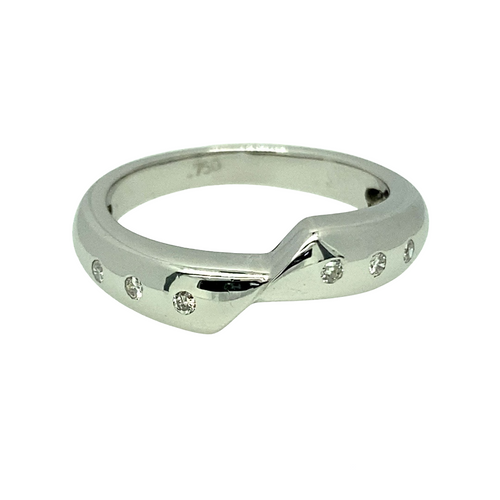 18ct White Gold & Diamond Set Off Set Band Ring