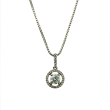 Load image into Gallery viewer, 18ct White Gold &amp; Diamond Solitaire Halo 18&quot; Necklace
