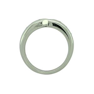 18ct White Gold & Diamond Set Off Set Band Ring