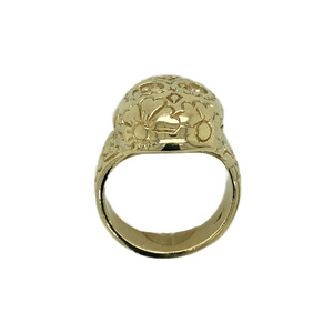 New 9ct Solid Gold Patterned Skull Ring 33 grams