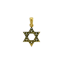 Load image into Gallery viewer, New 9ct Yellow Gold &amp; Cubic Zirconia Set Star of David Pendant with the weight 0.80 grams. The pendant is 1.9cm long including the bail by 1.1cm
