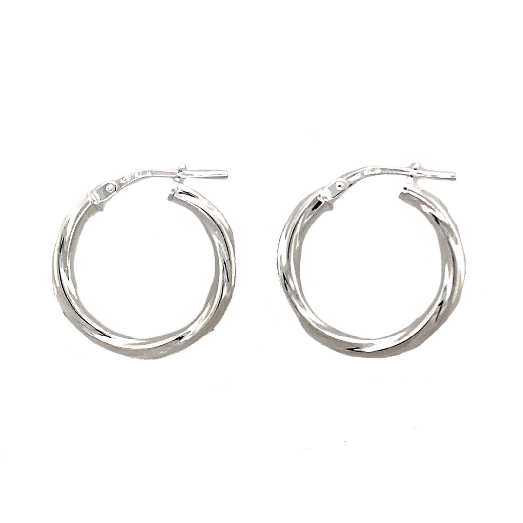 925 Silver 15mm Medium Twist Hoop Earrings