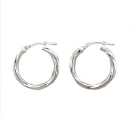 925 Silver 15mm Medium Twist Hoop Earrings