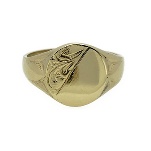 New 9ct Gold Oval Engraved Signet Ring