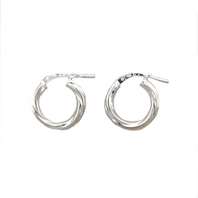 Load image into Gallery viewer, 925 Silver 10mm Small Twist Hoop Earrings
