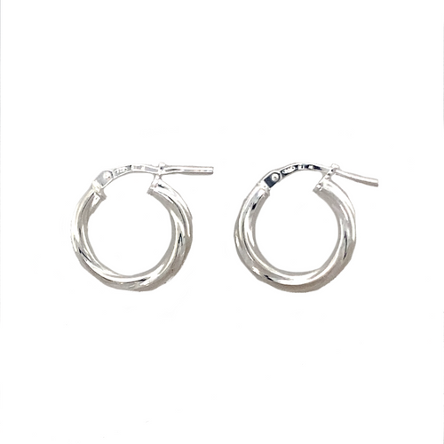 925 Silver 10mm Small Twist Hoop Earrings