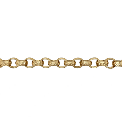 New 9ct Solid Gold 9" Engraved Belcher Bracelet 26 grams