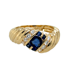Load image into Gallery viewer, 18ct Gold Diamond &amp; Sapphire Set Wave Ring
