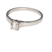Load image into Gallery viewer, New 9ct White Gold &amp; 34pt Diamond Solitaire Ring which is certified. This ring is in size L with the weight 1.80 grams
