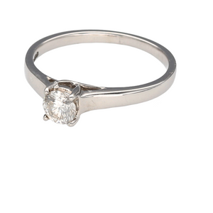 New 9ct White Gold & 34pt Diamond Solitaire Ring which is certified. This ring is in size L with the weight 1.80 grams