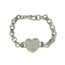Load image into Gallery viewer, New 925 Silver &amp; Cubic Zirconia Set 6&quot; Heart Belcher Bracelet

