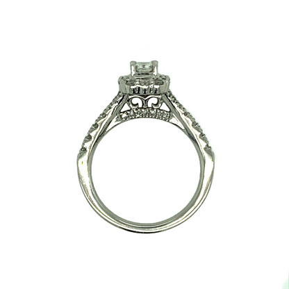 Platinum & Diamond Shoulder Set Halo Ring