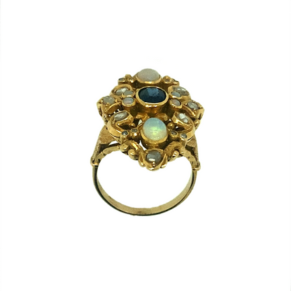22ct Gold Diamond Opal & Sapphire Ring (Certified)