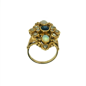 22ct Gold Diamond Opal & Sapphire Ring (Certified)