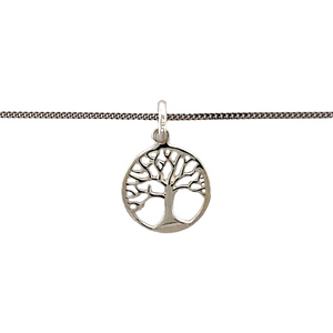 New 925 Silver Tree of Life Pendant on an 18" curb chain with the weight 2.30 grams. The pendant is 2.1cm long including the bail 