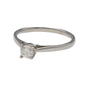 New 9ct White Gold & 34pt Diamond Solitaire Ring which is certified (number 26). This ring is in size M with the weight 2.10 grams