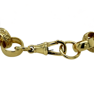New 9ct Gold 9" Patterned Belcher Bracelet with the weight 25.3 grams. The link width is approximately 11mm