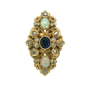 SALE 22ct Gold Diamond Opal & Sapphire Ring (Certified)