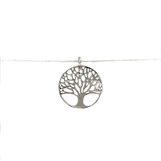 New 925 Silver Tree of Life Pendant on an 18" curb chain with the weight 2.90 grams. The pendant is 2.9cm including the bail 