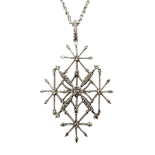 14ct White Gold & Diamond Set Snowflake 18