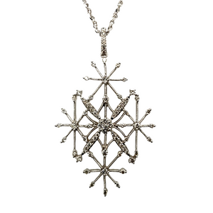 14ct White Gold & Diamond Set Snowflake 18" Necklace