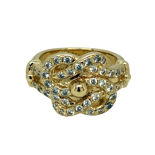 New 9ct Gold & Cubic Zirconia Set Knot Ring