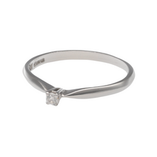 Load image into Gallery viewer, New 18ct White Gold &amp; 10pt Diamond Solitaire Ring which is certified (number 2). This ring is in size P with the weight 2.50 grams
