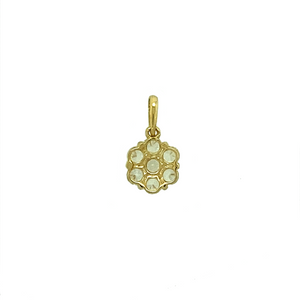 New 9ct Yellow and White Gold & Cubic Zirconia Set Cluster Flower Pendant with the weight 0.50 grams. The pendant is 1.3cm long including the bail by 0.7cm