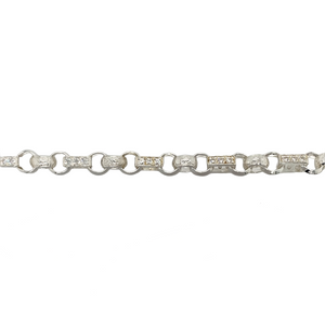 New 925 Silver & Cubic Zirconia 28" Gypsy Link Chain 85 grams