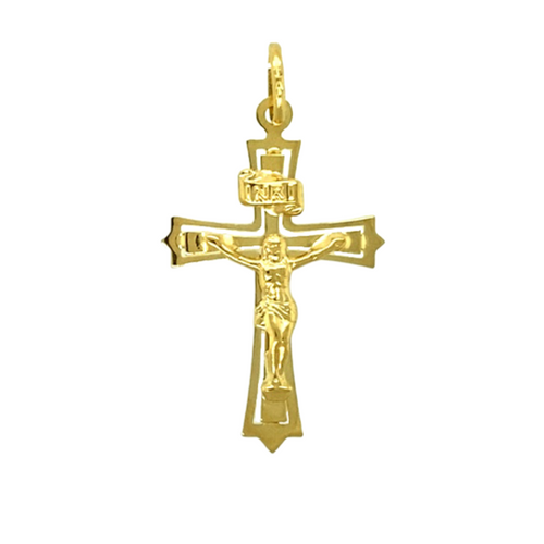New 9ct Gold Open Detail Crucifix Pendant
