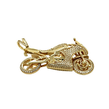 Load image into Gallery viewer, New 9ct Gold &amp; Cubic Zirconia Set Motorbike Pendant 22 grams
