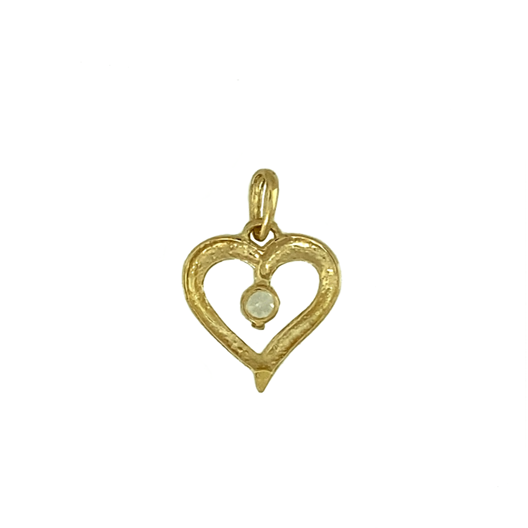 New 9ct Yellow Gold & Cubic Zirconia Set Open Heart Pendant with the weight 0.50 grams. The pendant is 1.7cm long including the bail by 1.3cm