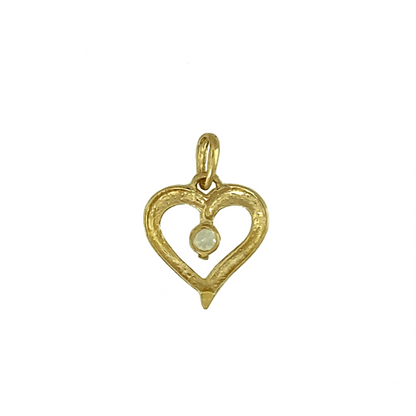 New 9ct Yellow Gold & Cubic Zirconia Set Open Heart Pendant with the weight 0.50 grams. The pendant is 1.7cm long including the bail by 1.3cm