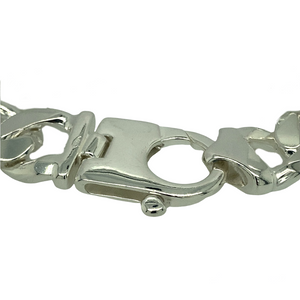 New Solid 925 Silver 9" Curb Bracelet with the weight 112.20 grams and link width 18mm