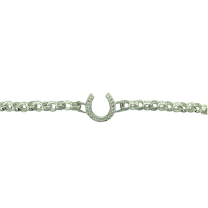 New 925 Silver & Cubic Zirconia Set 6" Horseshoe Belcher Bracelet