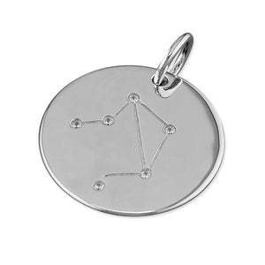 New 925 Silver & Cubic Zirconia Libra Constellation Pendant with the weight 3 grams and the diameter 19mm. The pendant has the constellation on one side and is plain on the other