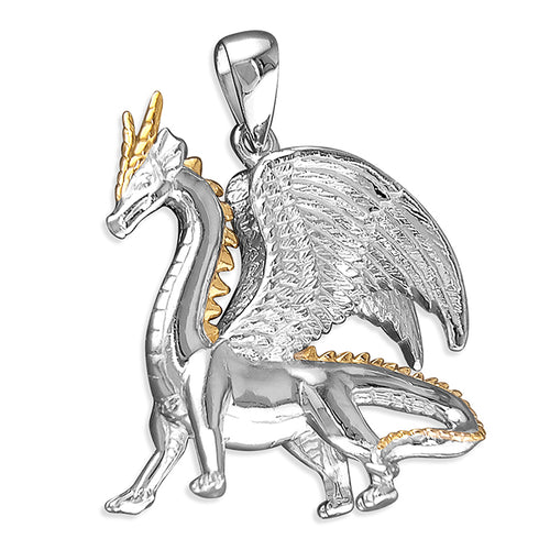 925 Silver Two Colour Dragon Pendant