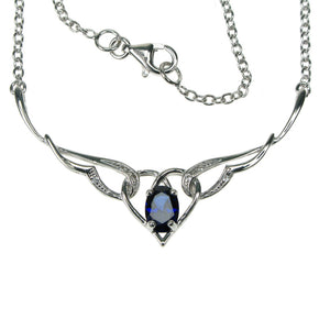 925 Silver Sapphire & Cubic Zirconia Heart 18" Necklace