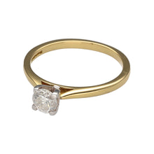 Load image into Gallery viewer, A truly stunning single, half carat Diamond rests on a raised Platinum mount with the claws set apart from the shoulders creating a well defined, clean look. On the surface the design of this classic Solitaire is simple, but upon further inspection you quickly come to appreciate a profound level of detail in every aspect of this ring. The incredible Diamond mounted atop those Platinum claws is the real star of the show when it comes to this piece, an absolutely beautiful stone!

