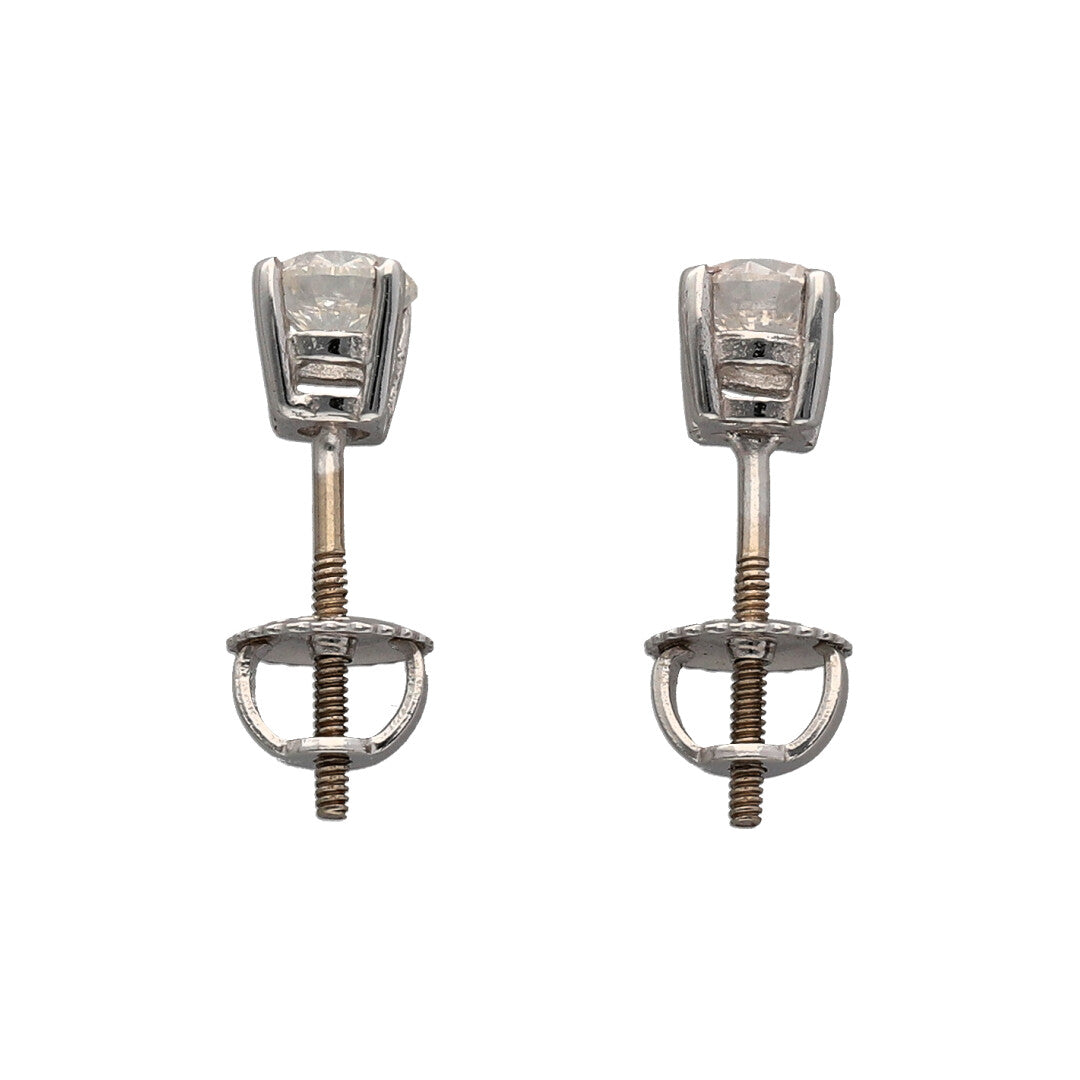 18ct White Gold & Diamond Screwback Stud Earrings