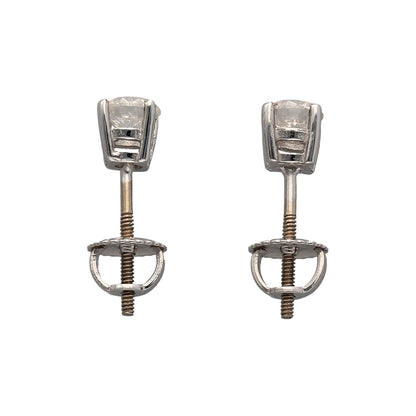 18ct White Gold & Diamond Screwback Stud Earrings