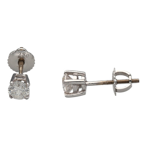 18ct White Gold & Diamond Screwback Stud Earrings